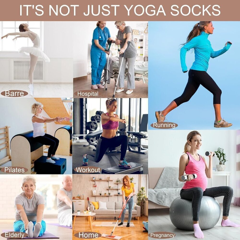 ❤️ Non Slip Socks with Grips for Women Non Skid Gripper Crew Socks for Yoga - Picture 7 of 7